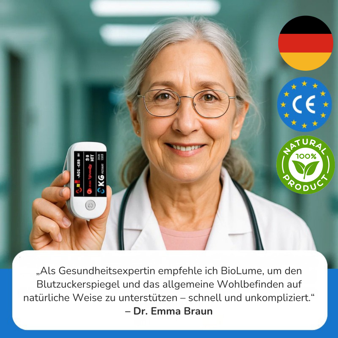 BioLume™ Glukose-Tracker | 99 % Genauigkeit, schmerzfreie Blutzuckerkontrolle